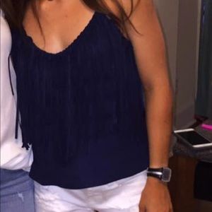 Fringe Navy Tank Top